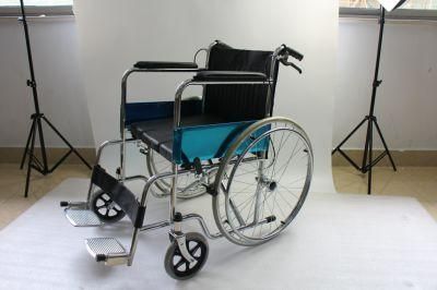 2022 Manual Steel Folding Handicapped Wheelchair for Disabled