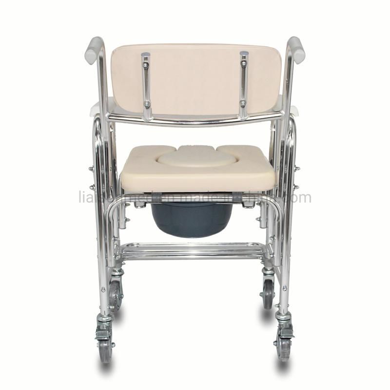Mn-Dby003 Lightweight Disabled Elderly Folded Aluminum Shower Chair with Wheel