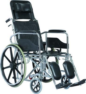 High Quality High Back Reclining Back Steel Wheelchair for Disabled