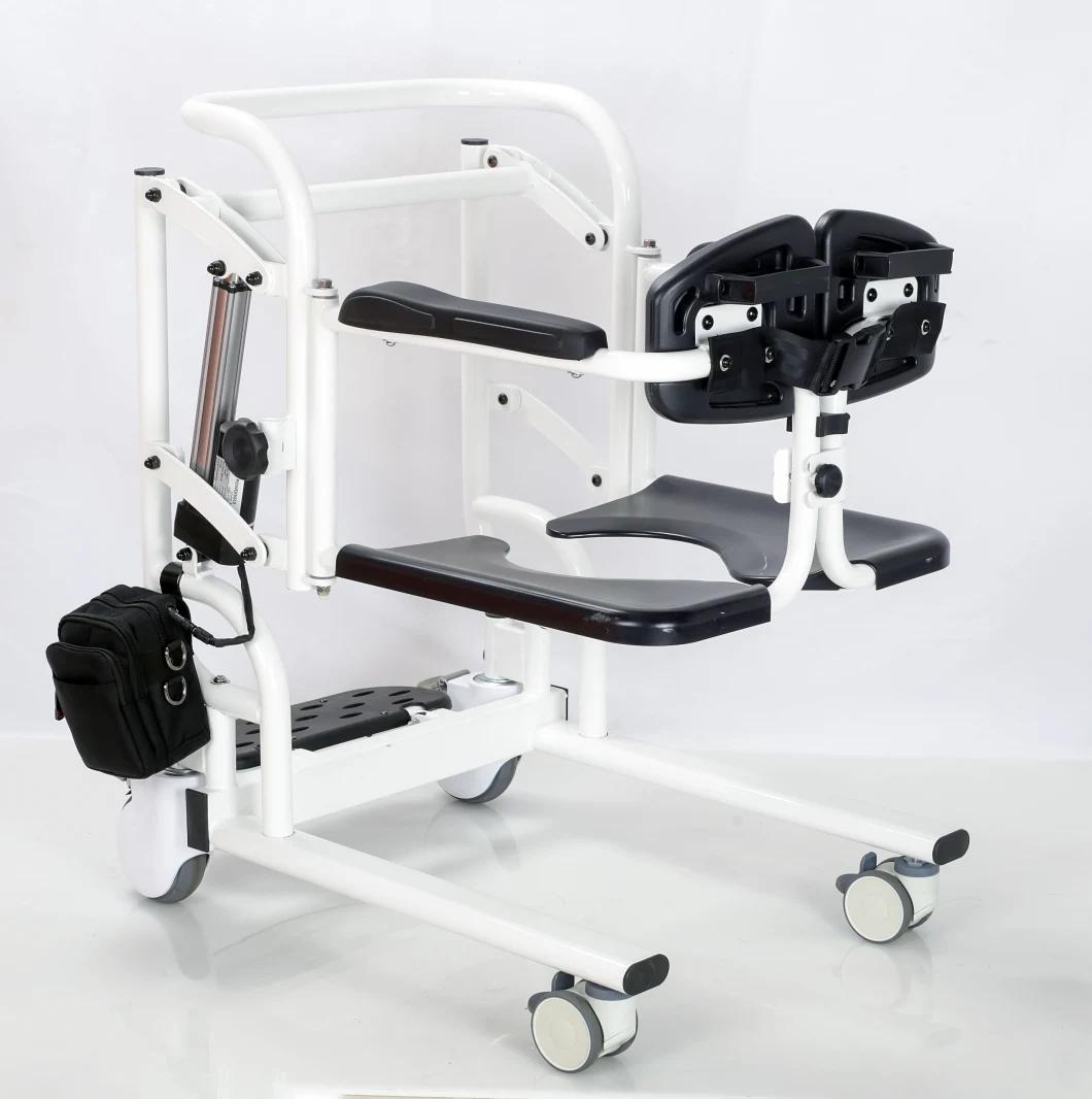 Electric Transfer Commode Wheelchair Model Tcm-01h Come with Electric Lift Mode Easily Use Inside
