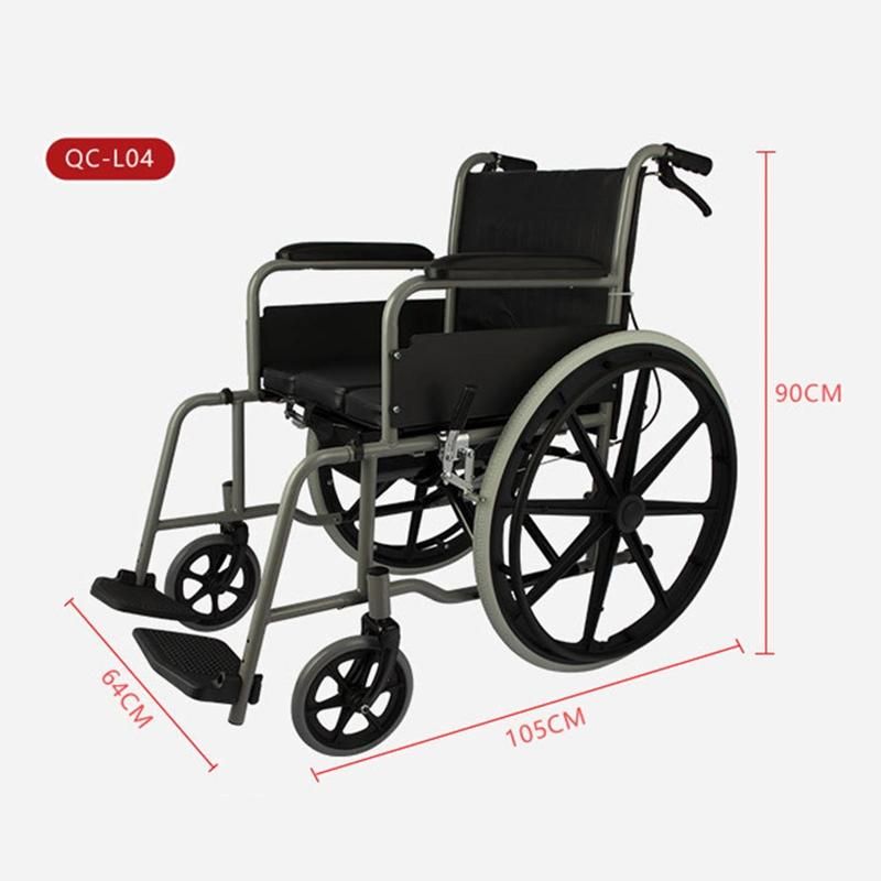 Wheelchair Commode Chair Dual Purpose Easy Disassembly Easy to Clean Foldable and Non-Slip Manual Wheelchair Folding Wheelchair