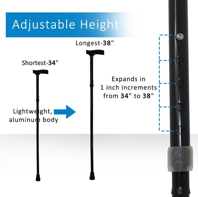 Foldable Walking Stick Cane Adjustable for Elderly Aluminum Walking Aid