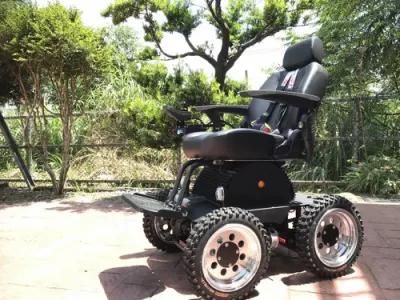 Across Both Sides Aluminium Alloy Disabled Scooter Folding Wheelchair Electric Beach Factory