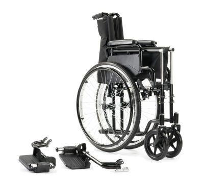Outdoor Aluminium Auto Folding Color Coated Wheelchair with Detachable Footrest