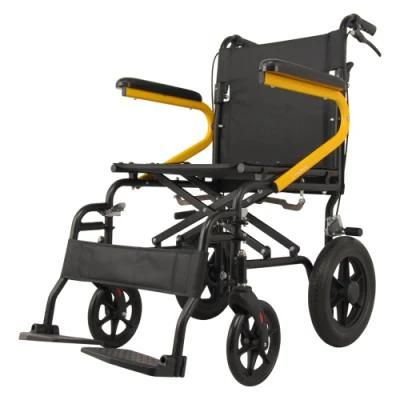 Steel Manual Medical Portable Folding Transport Commode Wheel Chair with Bedpan