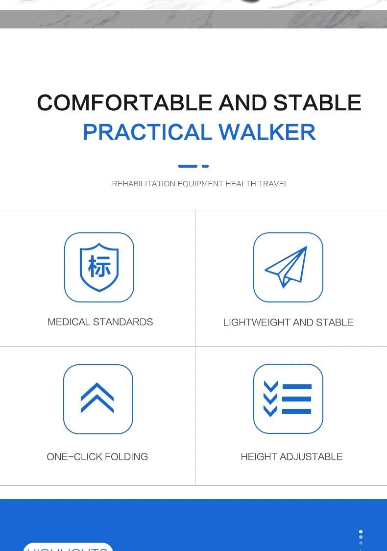 Hanqi Hq213L High Quality Aluminum Walker Walking Aid for Elderly and Disabled