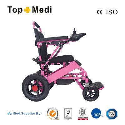 Medical Equipment Pink Folding Electric Power Wheelchair for Elderly