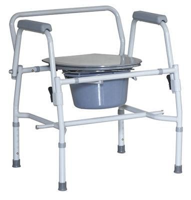 Heavy Duty Commode Chair Folding Elderly Chair with Bucket Detached Plastic Steel Obese Patients