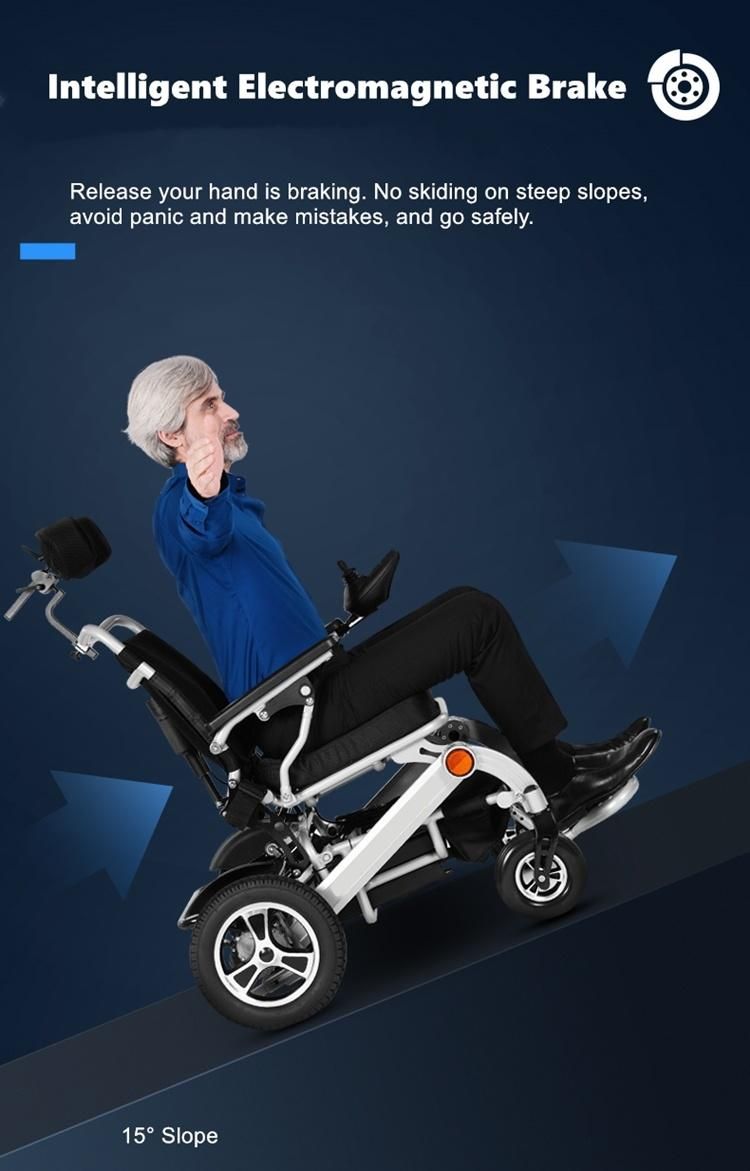 150kg Load Aluminium Motorized Electric Folding Wheelchair for Disabled