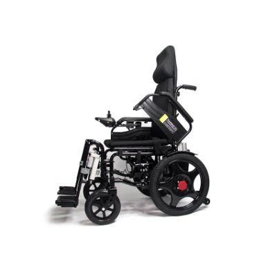 Handicapped Electric Wheelchair with Flip-up Footrest and Reclining High Back