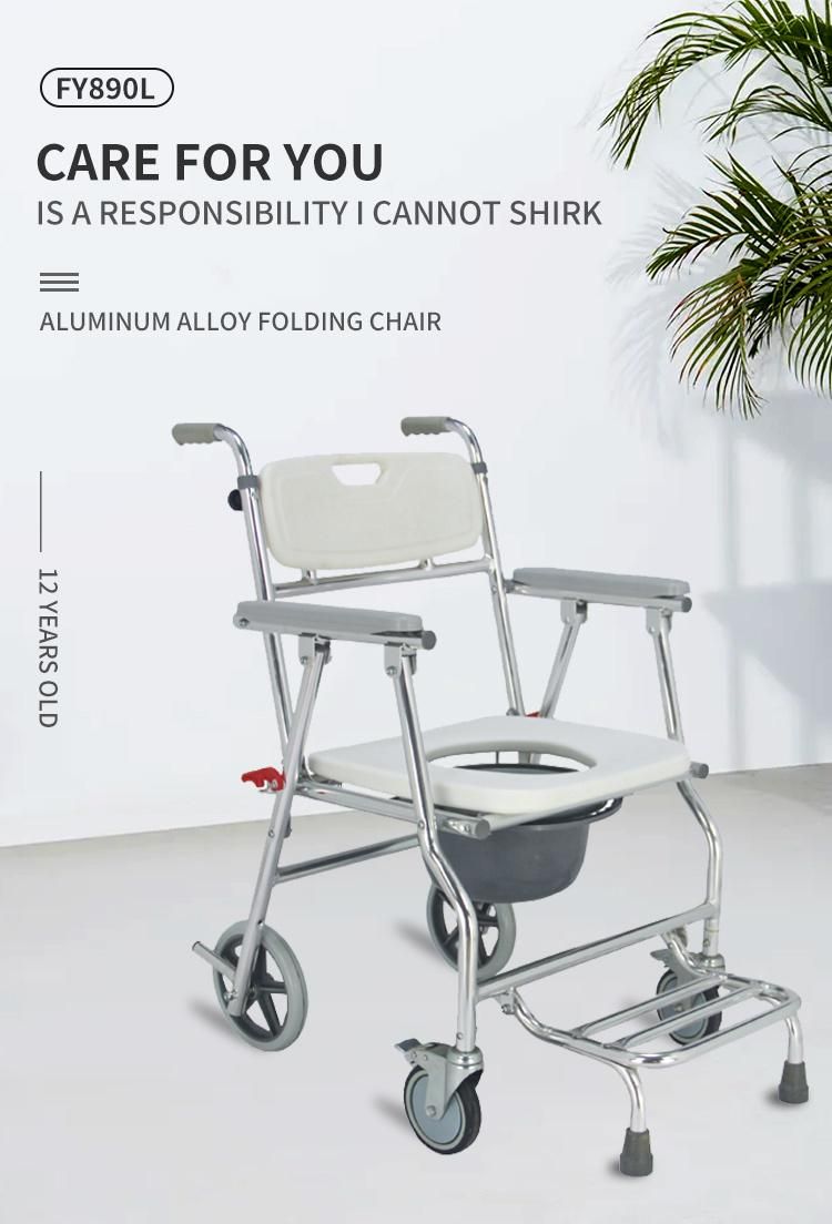 Folding Portable Lightweight Aluminum Wheel Chair Commode