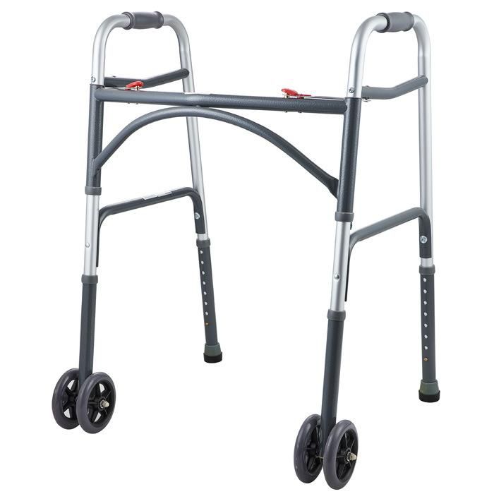 Rollator Walker Curbed Adult Double Button Heavy Duty Walker with 5" Double Wheels