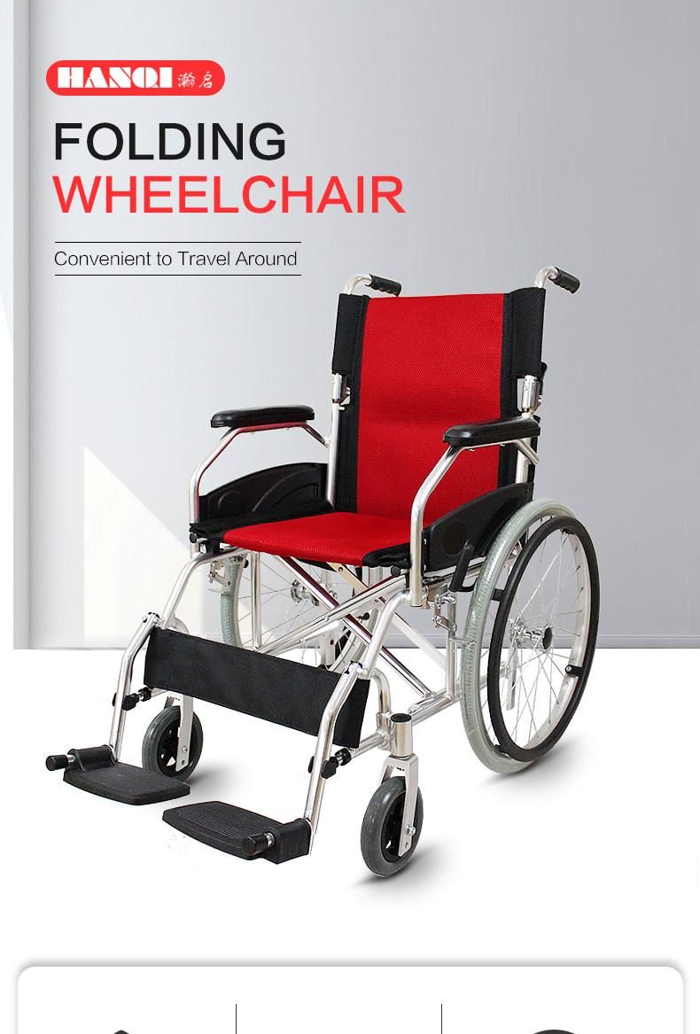 Hanqi Hq863L High Quality Aluminum Manual Wheelchair for Disable or Senior Patient