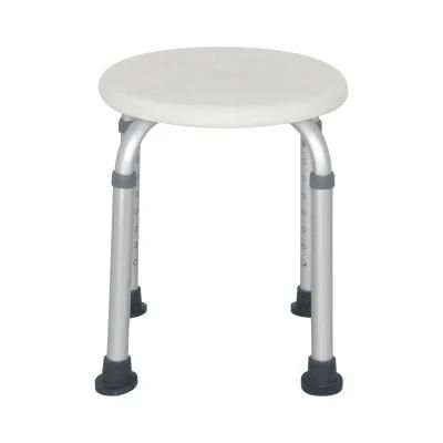 Aluminum Adjustable Bath Bench Chair Shower Without Back with White PE Round Seat