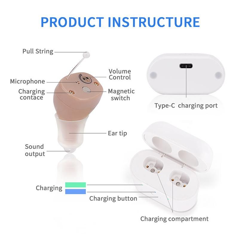 2021 Best New Hearing Aid Technology Portable Magnetic Rechargeable Charge Box