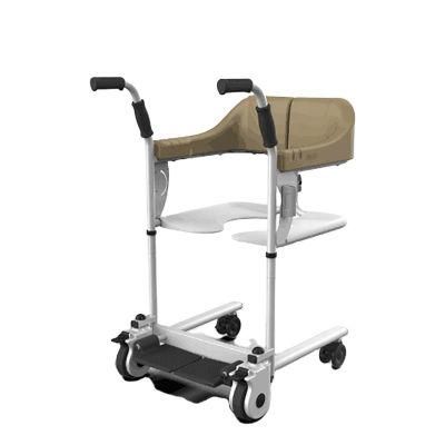 Manual Transfer Commode Wheelchair with Adjustable Back for Disabled People