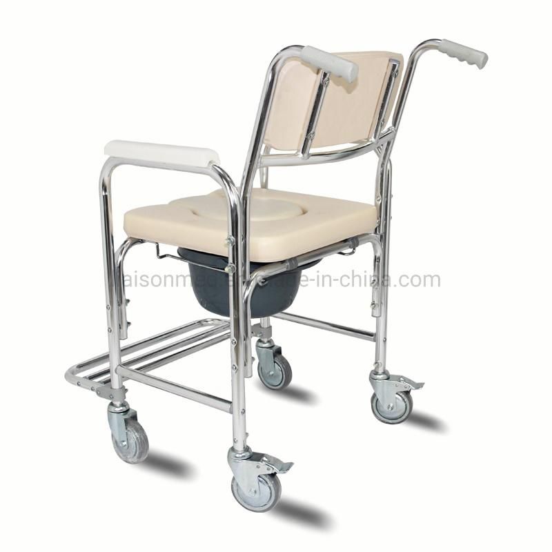 Mn-Dby003 Lightweight Disabled Elderly Folded Aluminum Shower Chair with Wheel