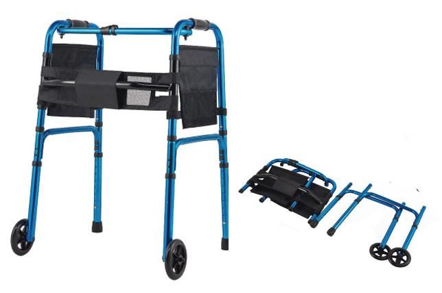 Rollator Walker Adult Single Button Alunminum Walker Frame with 5" Wheels and Bag