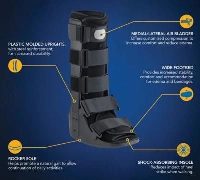 Rebound Air Walker Boot with Compression Adjustable Comfortable Straps &amp; Air Pump Rocker Bottom