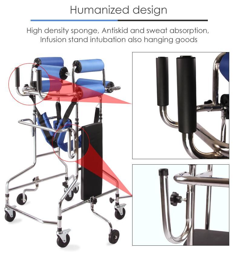 Hemiplegia Walker Stand Frame with Seat Wheel Rehabilitation Device