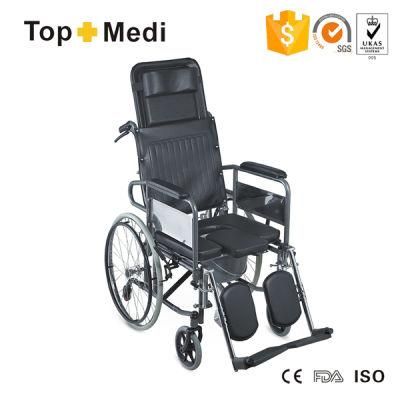 U Shape Commode High Back Wheelchair for Handiccaped