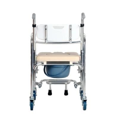 Functions Aluminum Commode Chair with Brake Elderly Shower Chair