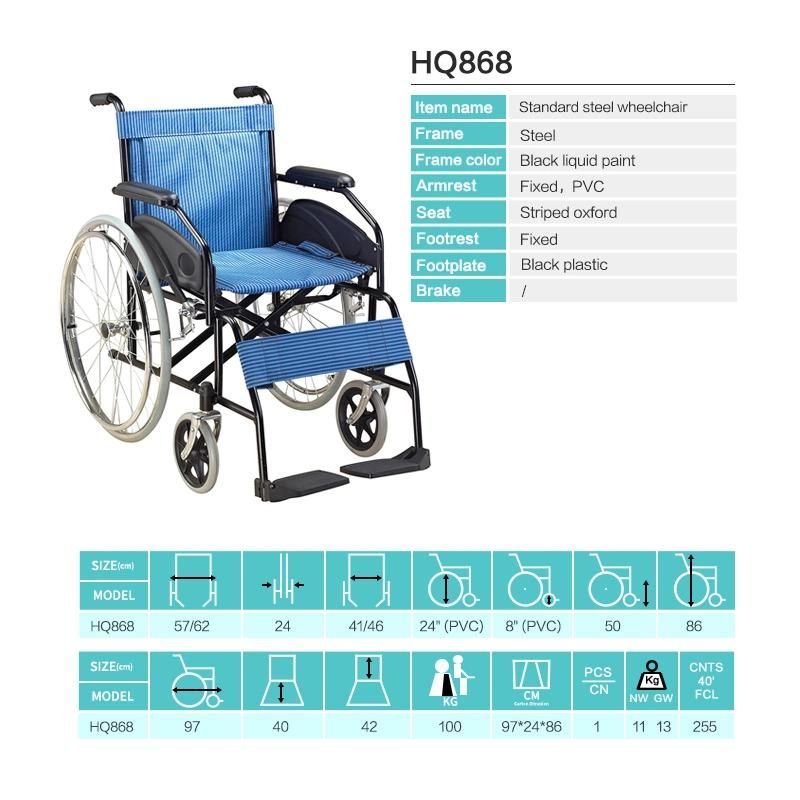 Hanqi Hq868 High Quality Manual Wheelchair for Disable