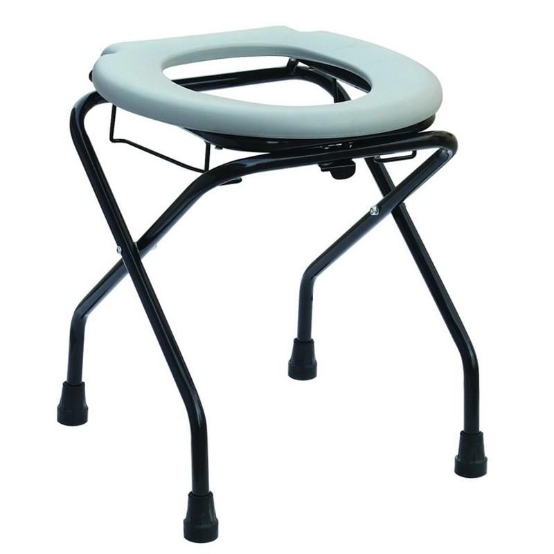 Easy Carry Outdoor Antiskid Folding Lightweight Commode Toilet Seat Elderly/Disable Patient People Rehabilitation Care Products Steel Nursing Chair