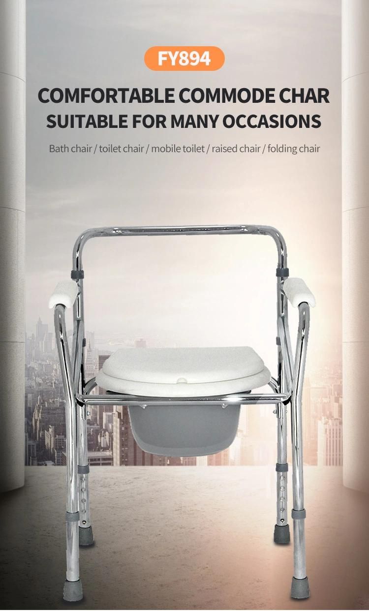 Steel Bedside Folding Commode Chair Set Toilet with Bedpan