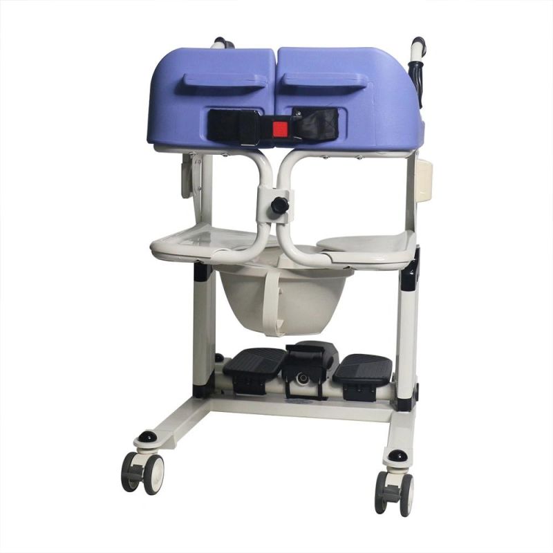 Transfer Commode Wheelchair with Electric Lift Mode Come with Battery and Remote Control