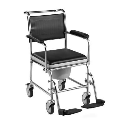 Medical Manual Fold Aluminum Steel Transfer Transport Commode Wheelchair