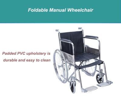 OEM Steel Heavy Duty Manual FDA Foldable Nursing Home Wheelchair
