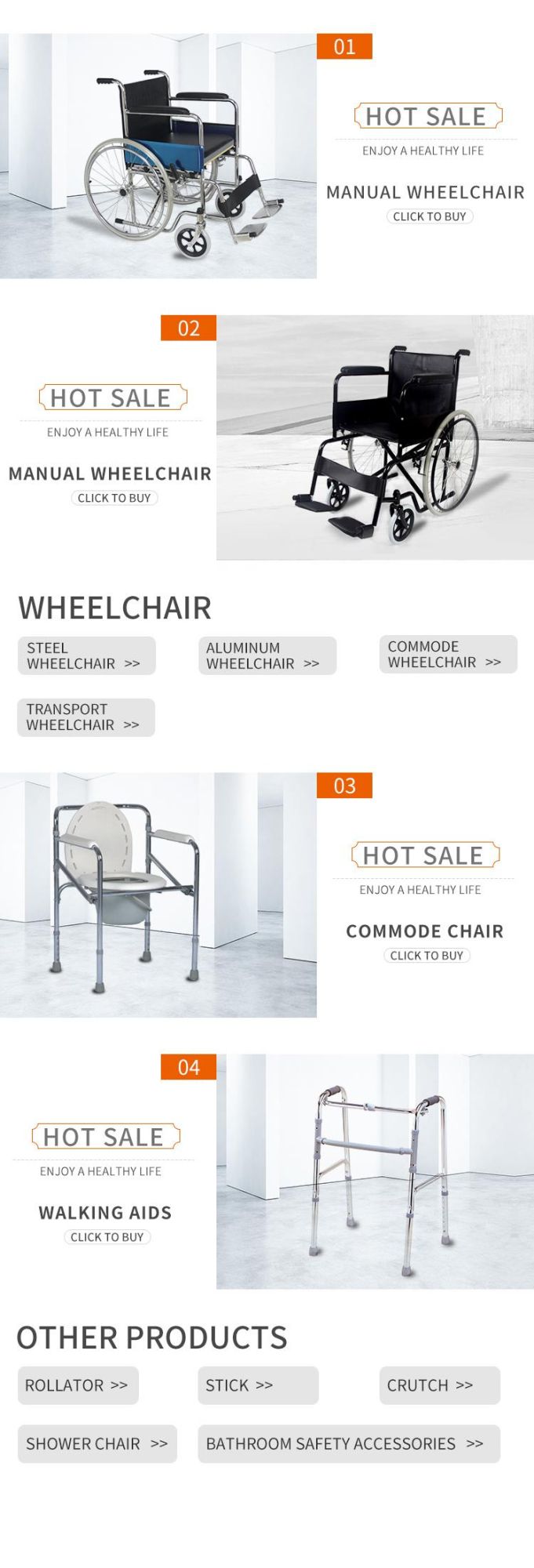 Convenient Lightweight Manual Handicapped Aluminum Wheelchair for Disabled People