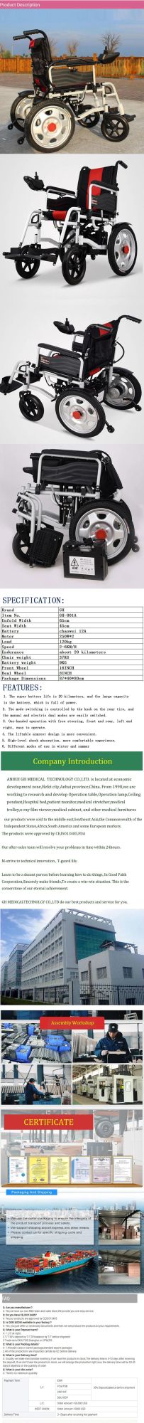 Cheap Folding Electric Power Wheelchair for Disabled People