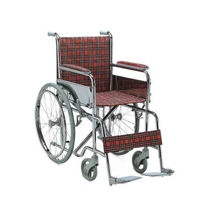 Topmedi Elderly Disabled Medical Manual Fold Steel Handicapped Wheelchair
