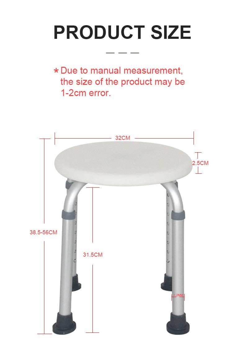 Height Adjustable Bath Bench Round Chair Shower for Disabled Adults and Elderly