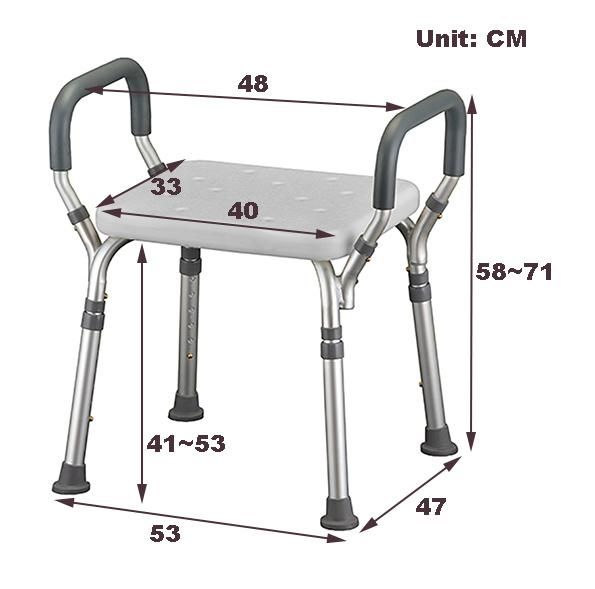 Commode Chair - Bath Seat with Armrest Kd Style Shower Chair