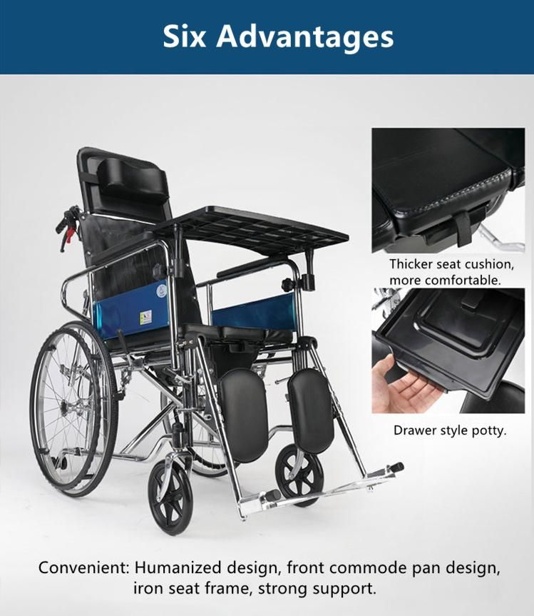 China Hot Selling Manual Foldable Commode Wheelchair