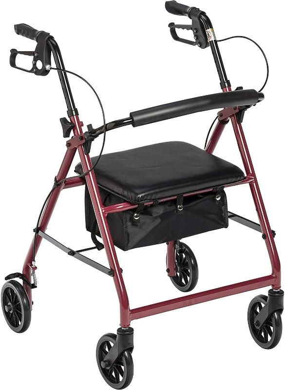 Classic Medical Aluminum Rollator Walker, 4 Wheel Foldable Disabled Scooter with Seat Bag