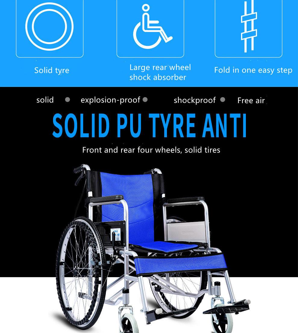 Gravitation-Med CE Approve Easy Operation Fordable Motor Steel Material Hand-Operate Transport Wheelchair for Elder and Disable