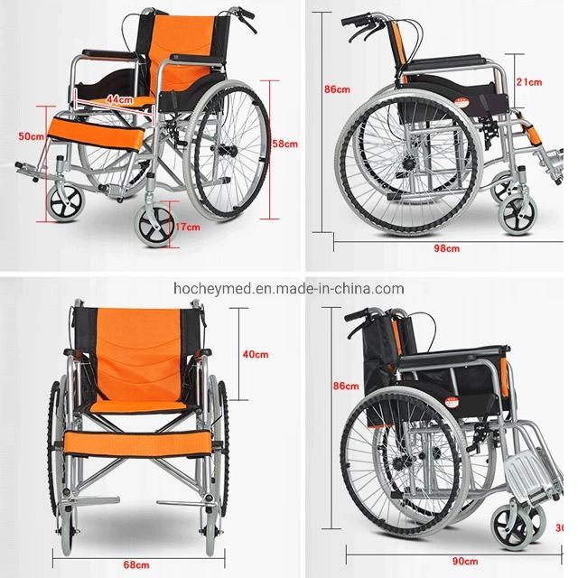 Hochey Medical Hot Sall Lightweight Durable Foldable Manual Wheelchair with Commode for Elderly