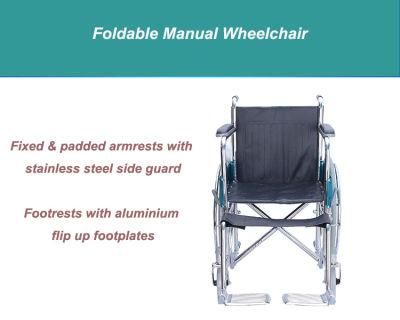 Fctory Price Aluminum Alloy Travel Manual FDA Foldable Home Wheelchair