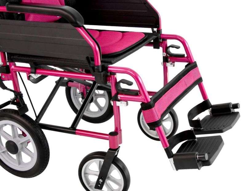 Medical Equipment Pink Manual Wheelchair with Armrests