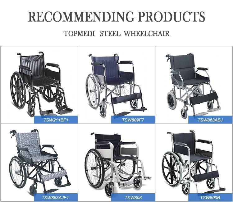 Medical Lightweight Folding Steel Frame Manuanl Wheelchair for Elderly