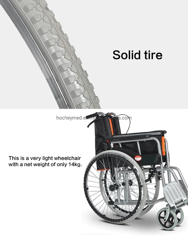 Hochey Medical Hot Sall Lightweight Durable Foldable Manual Wheelchair with Commode for Elderly