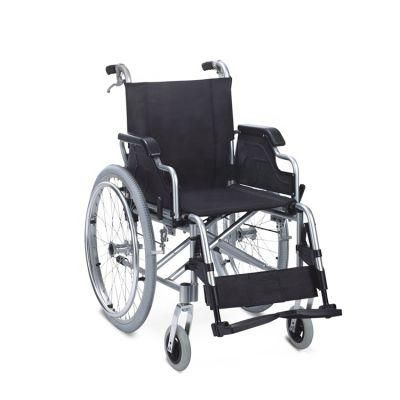 Aluminum Frame Flip-up Armrest Detachable Footrest Wheelchair with United Brake