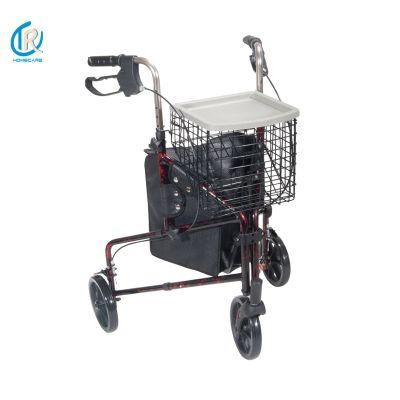 Classic Foldable 3 Wheel Mobility Disabled Walker, Lightweight Rollator Walker for Elderly and Handicapped Users