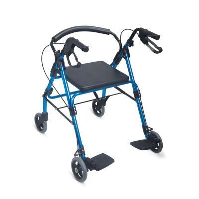 Four Wheels High End Aluminum Folding Walker Rollator with Hand Brake