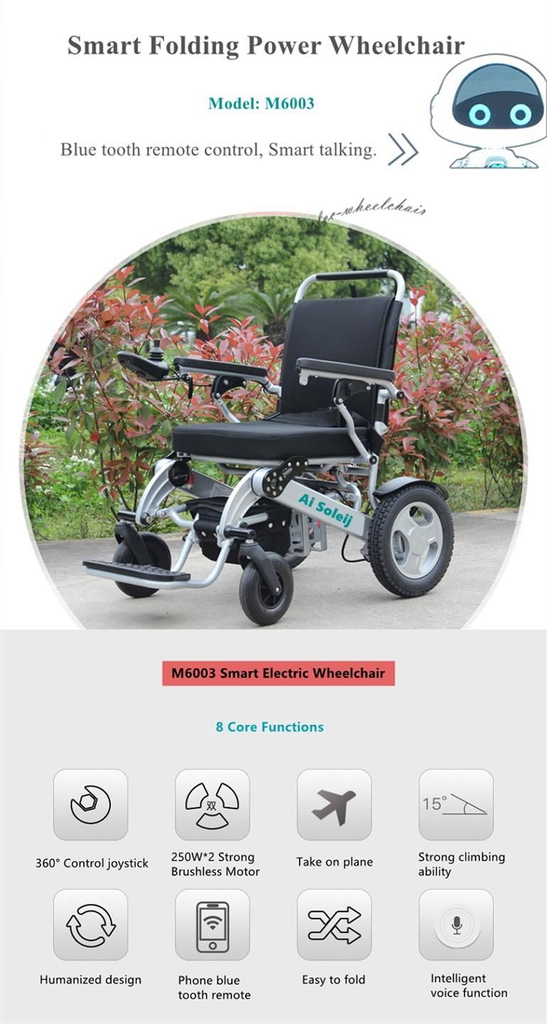 12 Inch Wheel Aluminium Smart Disabled Light Foldable Electric Wheelchair