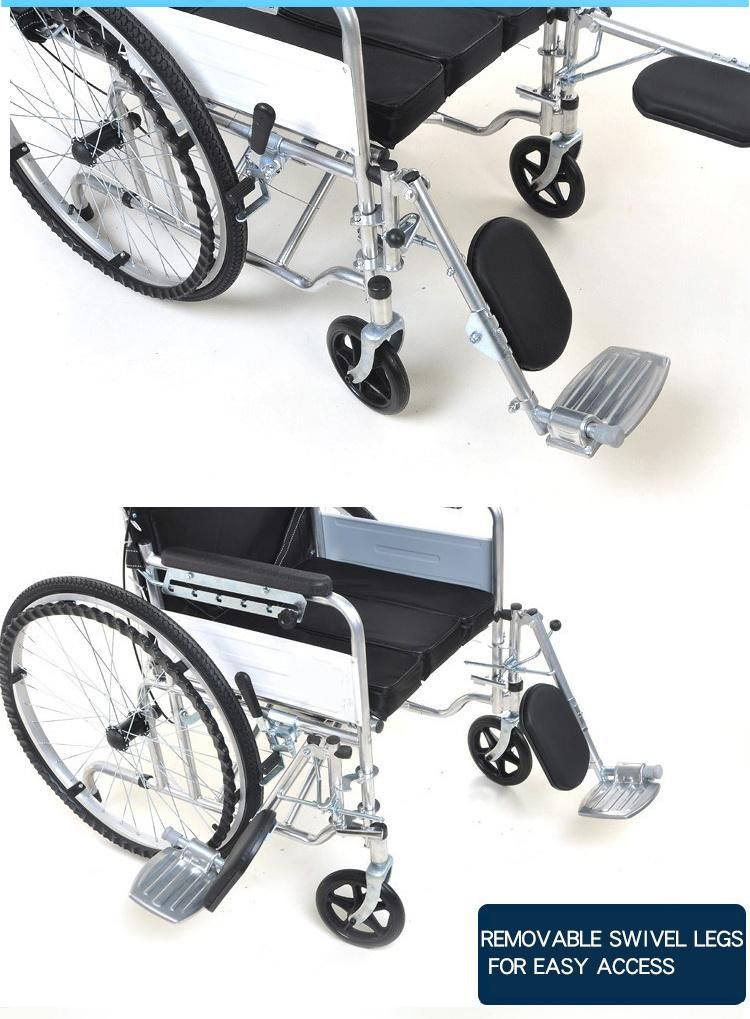 Hochey Medical Basic Simple Standard Commode Wheelchair with Toliet Portable Wheel Chair